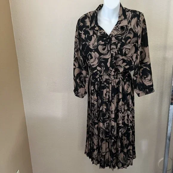 Lady Carol Of New York | Dresses | Vintage Lady Carol Of New York Black Tan  Dress With Belt Belt No Size Tag Medium | Poshmark